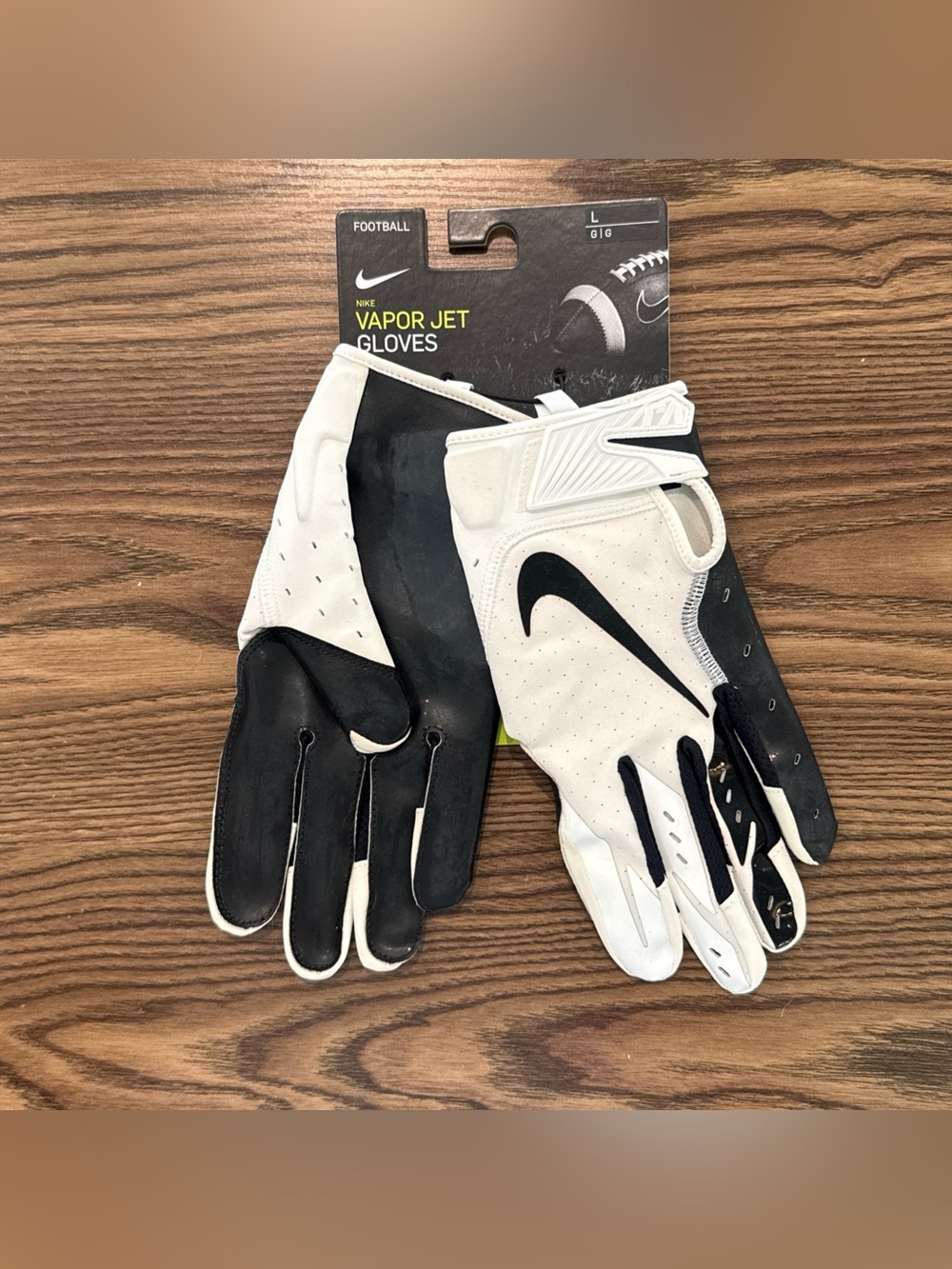 Size Large Nike Vapor Jet 5.0 FG Hydragrip Receiver Gloves White/Black PGF048